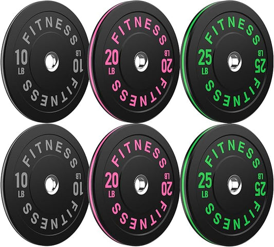 2-Inch Weight Plates High Bounce, Olympic Bumper Plate Set 45/100/160/190/260/300lb, Colored Weight Plates Set for Home Gym, Barbell Weights Rubber Strength Training Plate for Weight Lifting