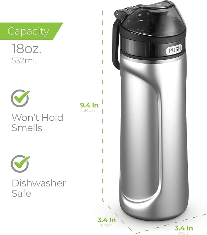 SIPX™ 18 oz Premium Stainless Steel Water Bottle with Straw Lid – Triple Insulated, Leakproof, BPA-Free – Slim, Durable Bottle for School, Gym, Office – Stainless