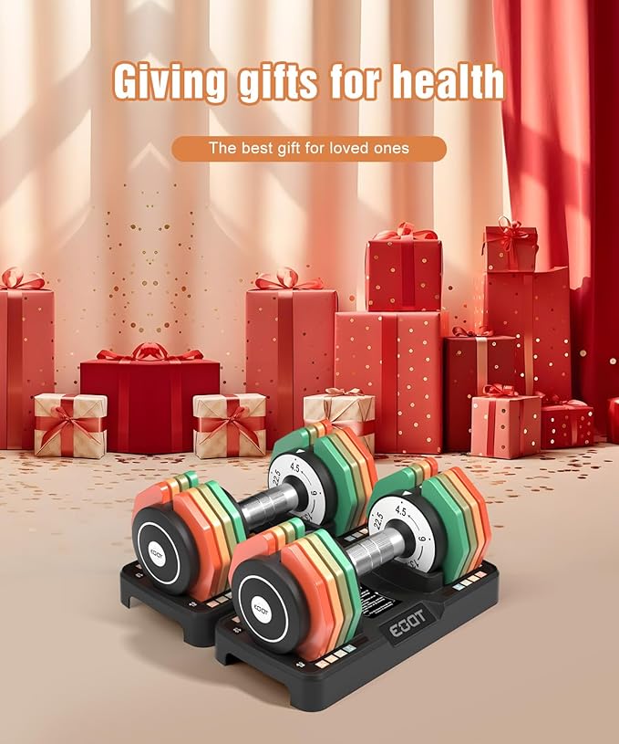 Adjustable Dumbbells Set/Single, 12.5LB/22.5LB/55LB 5 in 1 Free Adjustable Dumbbell Set with Anti-Slip Handle & Rainbow-colored Weight Plates for Home Gym, Weight Set for Women Men