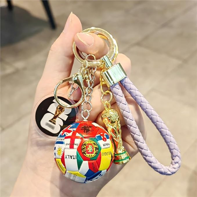 Soccer Keychain 2026 World Cup Design Soccer Ball Keychain with National Flags