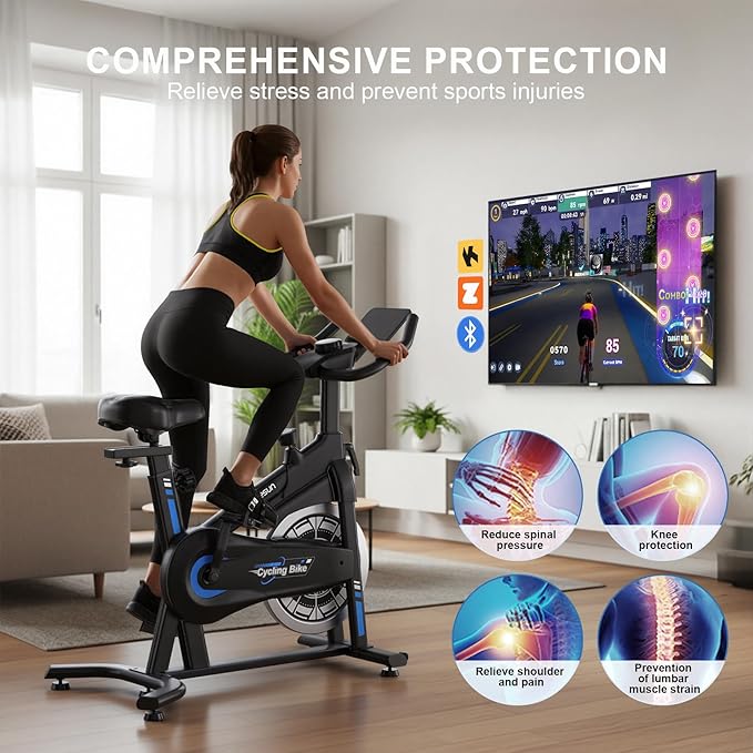 Exercise Bikes for Home,Indoor Cycling Bike with Adjustable Magnetic,Brake Pad Resistance Silent Belt Drive,330lbs Weight Capacity &Upgraded Version Seat for Home Cardio&Weight Loss