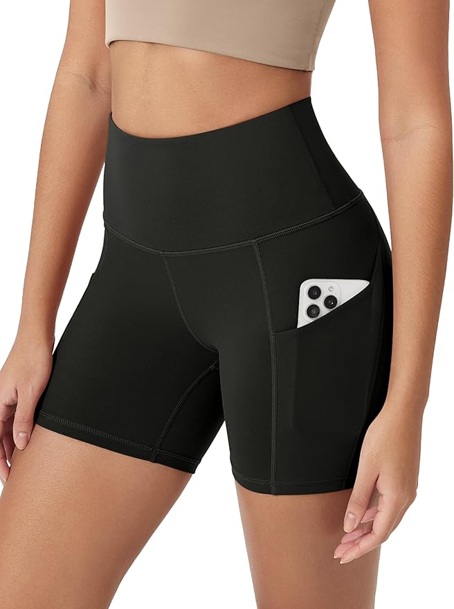 ODODOS Women's Tummy Control Biker Shorts 2.0 with Pockets High Waist Athletic Workout Yoga Shorts-3.5''/ 5"/ 8" / 10" Inseam
