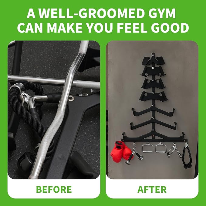 LAT Pulldown Storage,LAT Bar Organizer,LAT Pulldown Attachments.Attachment Storage Rack for Mag Grip - Home Gym Fitness Heavy Duty A-Frame Stand and Gym Wall Storage.
