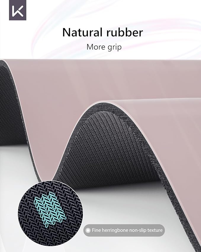 KEEP Rubber Yoga Mat - Professional Sweat Absorbent PU & Natural Rubber. Non Slip Workout Mats for Women & Men, 5mm Thick, 74"x26" Extra Long Wide Pad for Hot Yoga, Pilates, HIIT, Home Gym - Strap Included