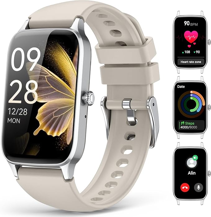 Fitness Activity Tracker for Women Men, Smart Watch Compatible with iPhone Android, IP68 Waterproof Step Counter with 110+ Sports, Sleep Monitor, Calorie Counter (Casual, Starlight, 1.57)