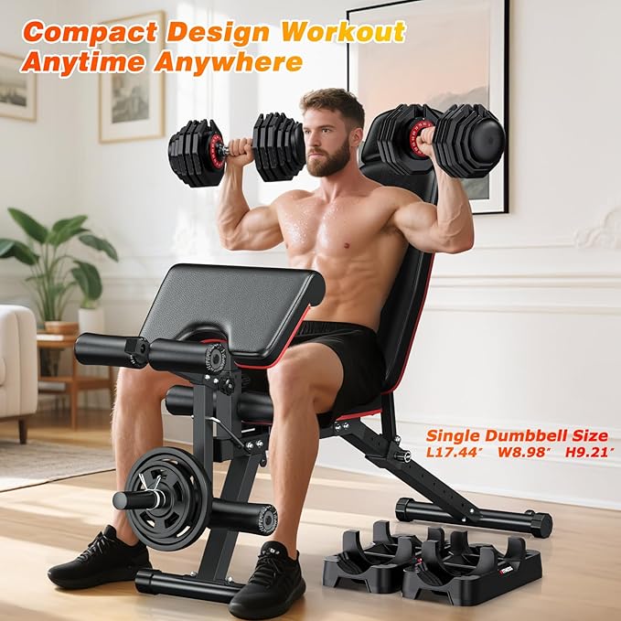 XDDIAS Adjustable Dumbbell Set of 2, 25/55/80LB Dumbbell Set-Fast Adjust Weights Set, 5/10/16 in 1 Free Weights Dumbbells Set with Anti-Slip Metal Handle, Compact Size for Men/Women Home Gym Equipment