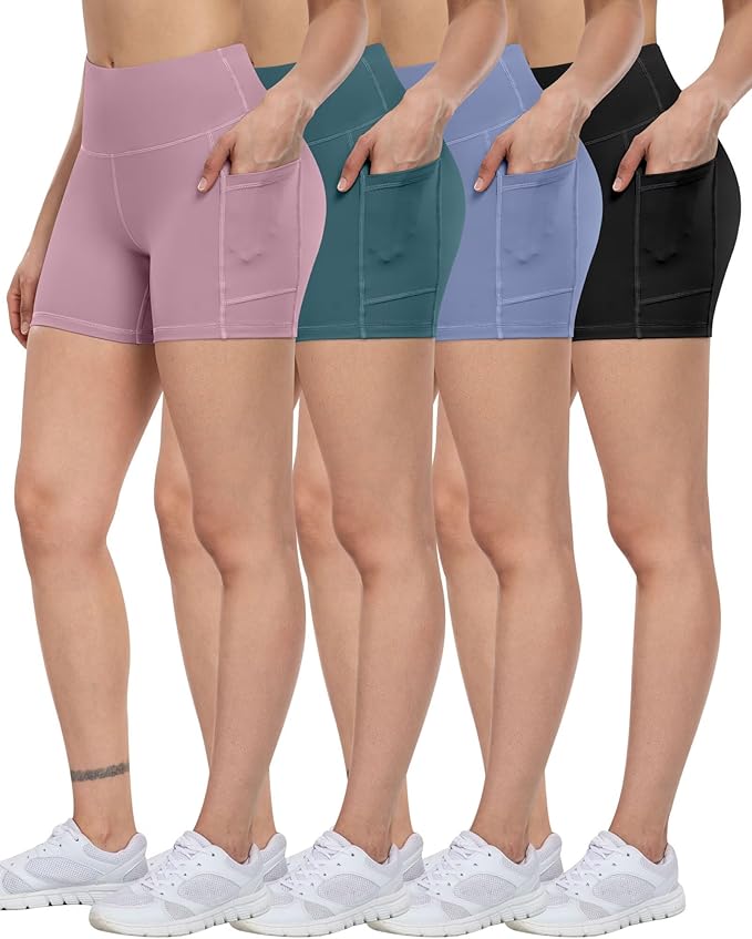 ATHVOTAR Biker Shorts Women with Pockets - 3"/5"/8" High Waisted Workout Spandex Tummy Control Gym Running Yoga Shorts