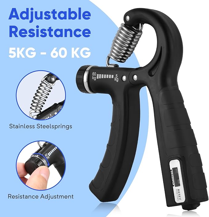 Adjustable Grip Strength Trainer, 11–132 Lbs (5–60kg) Resistance, Hand & Forearm Strengthener for Fitness, Recovery, and Daily Training