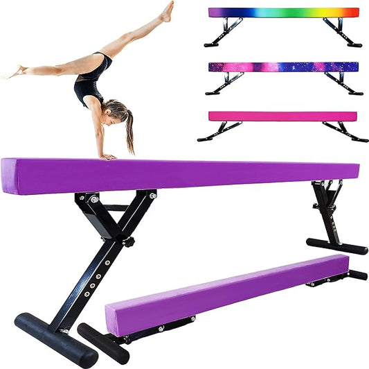 Adjustable Balance Beam for Kids, 8FT Gymnastics Beam with Anti-Slip Legs, High and Low Floor Beam for All Gymnastics Levels, Professional Gymnastic Equipment for Home, Gym Center