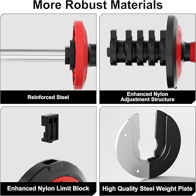 25/55LB Adjustable Dumbbell Set,10 in 1 Free Weights Dumbbell with Anti-Slip Texture Handle,1 Sec Speed Adjustment Men/Women Gym and Home Strength Training Equipment.