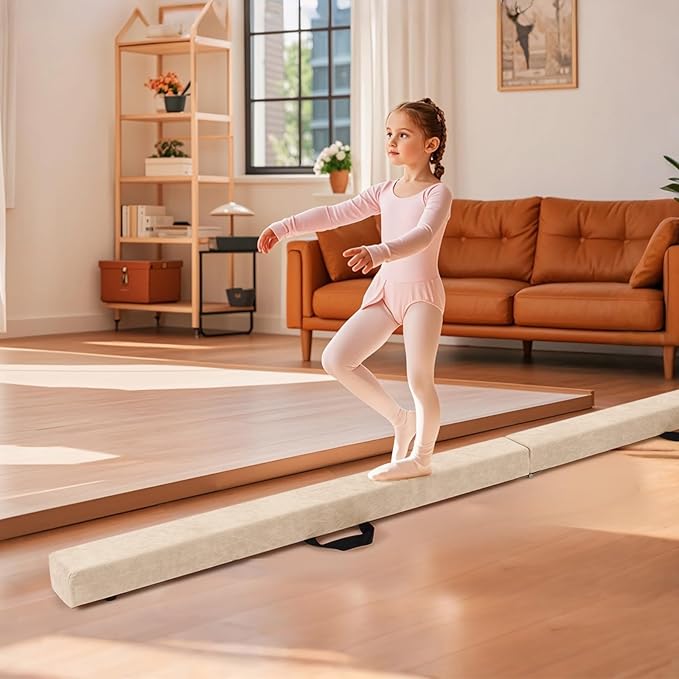 Giantex 7FT/8FT/9FT Balance Beam, Folding Gymnastics Beam w/Carry Handles, Floor Foam Gymnastics Equipment for Kids, Non Slip Rubber Base for Exercise, Practice & Professional Home Training