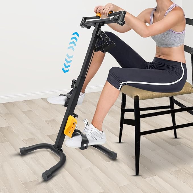 Pedal Exerciser Bike Foldable Pedal Exerciser Bike Hand Arm Leg and Knee Exercise Peddler for Seniors Adjustable Height Pedal Exercise Bike for Total Body Home Exercise Equipment