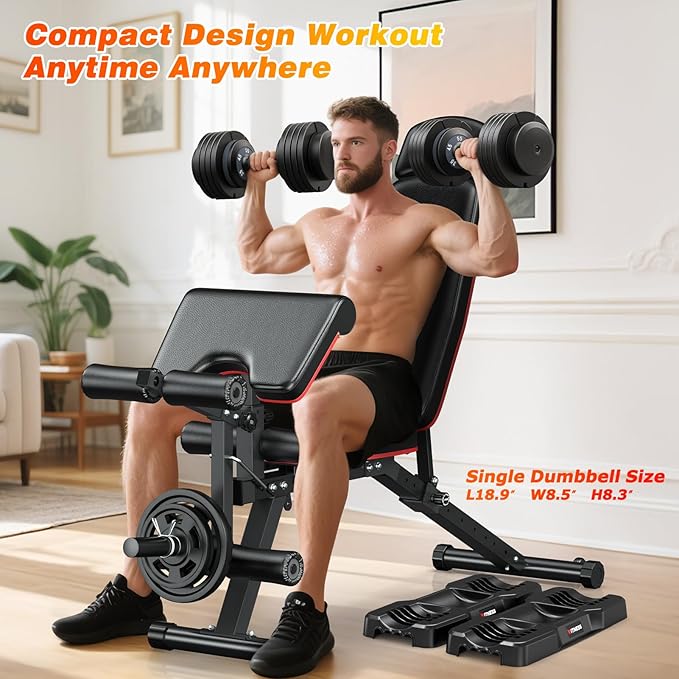 XDDIAS Adjustable Dumbbell Set of 2, 25/55/80LB Dumbbell Set-Fast Adjust Weights Set, 5/10/16 in 1 Free Weights Dumbbells Set with Anti-Slip Metal Handle, Compact Size for Men/Women Home Gym Equipment