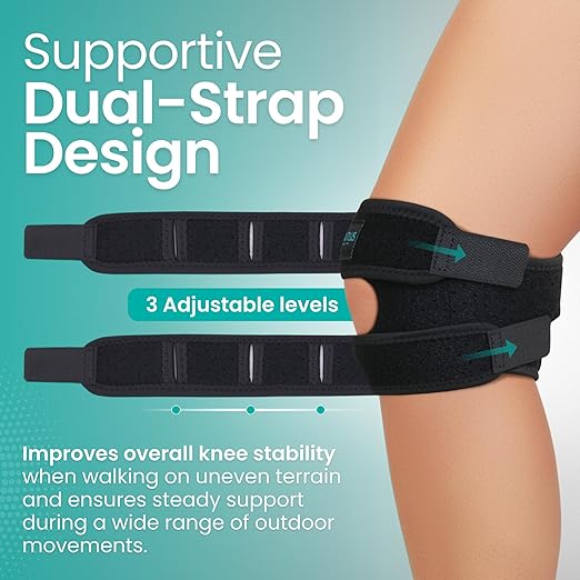 Premium Knee Brace for Pain Relief - Adjustable Compression Support for Arthritis, Injury Recovery, Running & Workouts - Unisex Design in Black & Gray