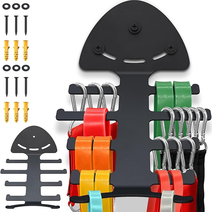 Resistance Bands Set for Working Out with Gym Equipment Storage Rack