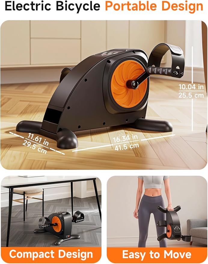 Under Desk Exercise Bike, Mini Exercise Bike Electric Pedal Exerciser for Seniors & Leg/Arm Fitness,12 Adjustable Speeds & LCD Display, Foot Exerciser for Physical Therapy, Exercise Bike for Seniors