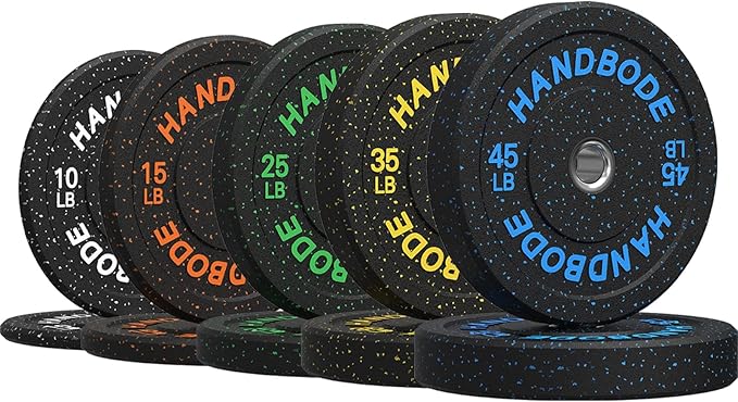 2-Inch Weight Plates High Bounce, Olympic Bumper Plate Set 45/100/160/190/260/300lb, Colored Weight Plates Set for Home Gym, Barbell Weights Rubber Strength Training Plate for Weight Lifting