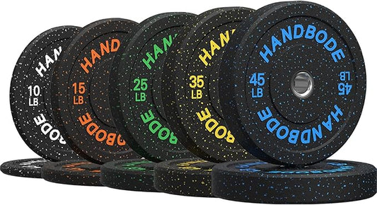 2-Inch Weight Plates High Bounce, Olympic Bumper Plate Set 45/100/160/190/260/300lb, Colored Weight Plates Set for Home Gym, Barbell Weights Rubber Strength Training Plate for Weight Lifting
