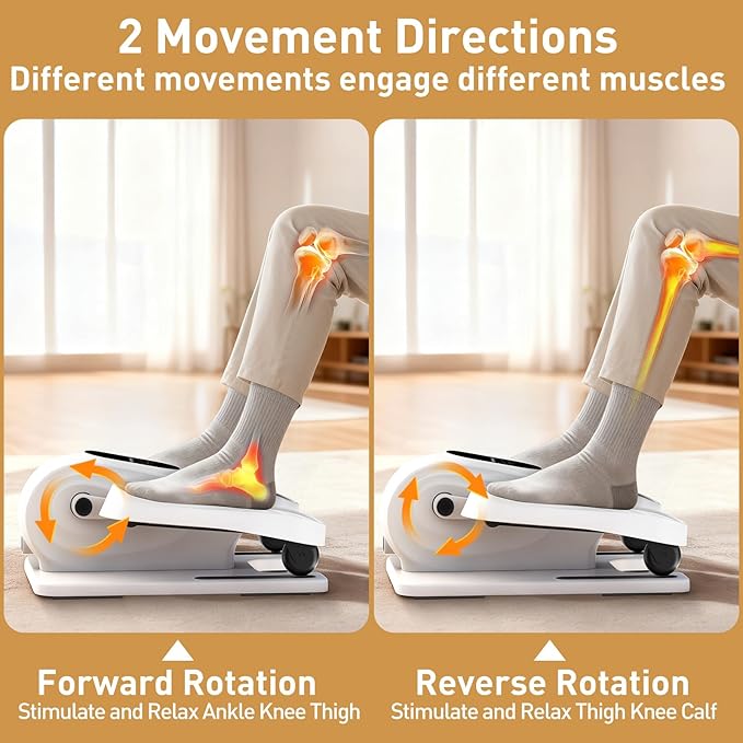 Under Desk Elliptical Exercise Machine, Electric Ellipse Leg Exerciser as Seen on TV, 15 Speeds Foot Exerciser While Sitting for Seniors, Portable Seated Pedal Exerciser for Home Office