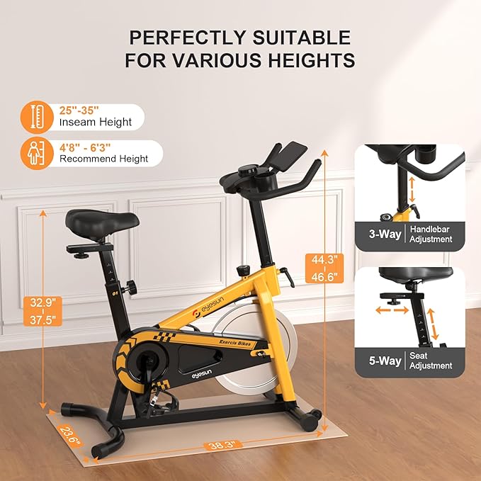 Exercise Bikes for Home,Indoor Cycling Bike with Adjustable Magnetic,Brake Pad Resistance Silent Belt Drive,330lbs Weight Capacity &Upgraded Version Seat for Home Cardio&Weight Loss