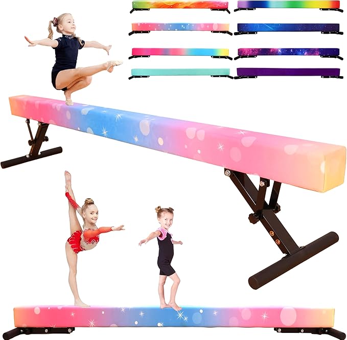 MARFULA Adjustable Balance Beam 8 ft Gymnastic Beam Adjustable Height for Kids and Teenage of All Gymnastic Levels, Gymnastic Training Beam Gymnastic Equipment for Athlete Home and Gym Club Use