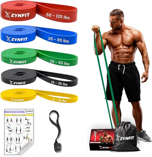 100% Natural Latex Resistance Bands Set with Door Anchor, 5-Level Pull Up Bands for Working Out, Strength Training & Physical Therapy, Workout Bands for Home Gym - Get Free A.I. Workout Plan