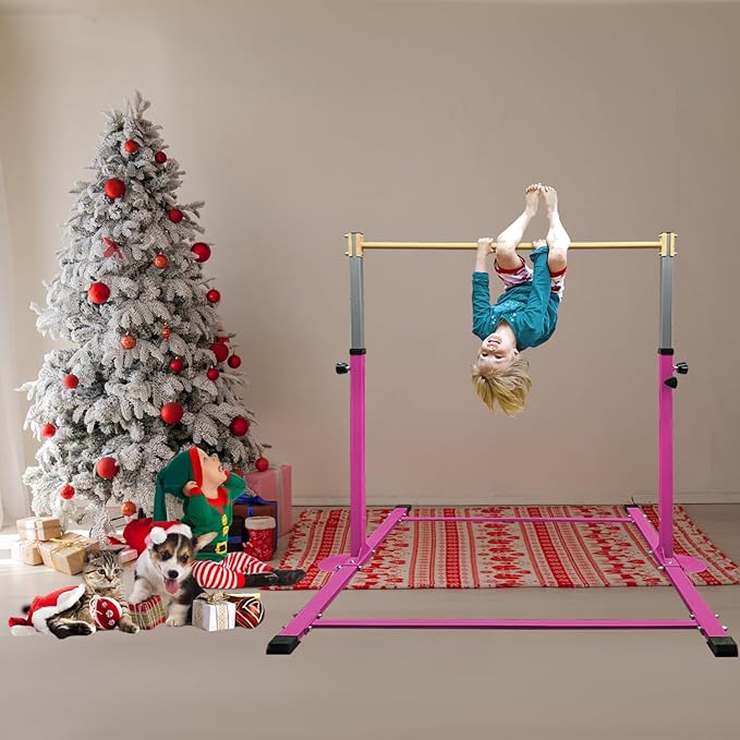 GLANT Gymnastic Kip Bar,Horizontal Bar for Kids Girls Junior,3' to 5' Adjustable Height,Home Gym Equipment,Ideal for Indoor and Home Training,1-4 Levels,300lbs Weight Capacity
