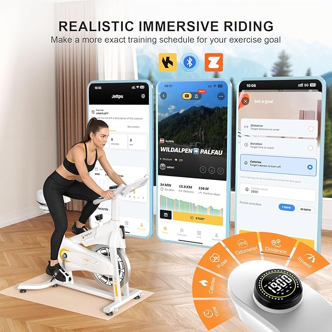 Exercise Bikes for Home,Indoor Cycling Bike with Adjustable Magnetic,Brake Pad Resistance Silent Belt Drive,330lbs Weight Capacity &Upgraded Version Seat for Home Cardio&Weight Loss