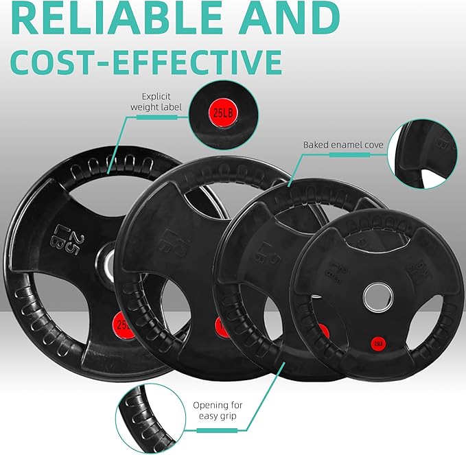Fitvids Barbell Weight Set, Cast Iron 1" Standard Weight Plates Including 5FT Standard Barbell Bar & Star Locks, 95 Pounds Set (85 Lbs Plates + 10 Lbs Barbell Bar), Multiple Packages