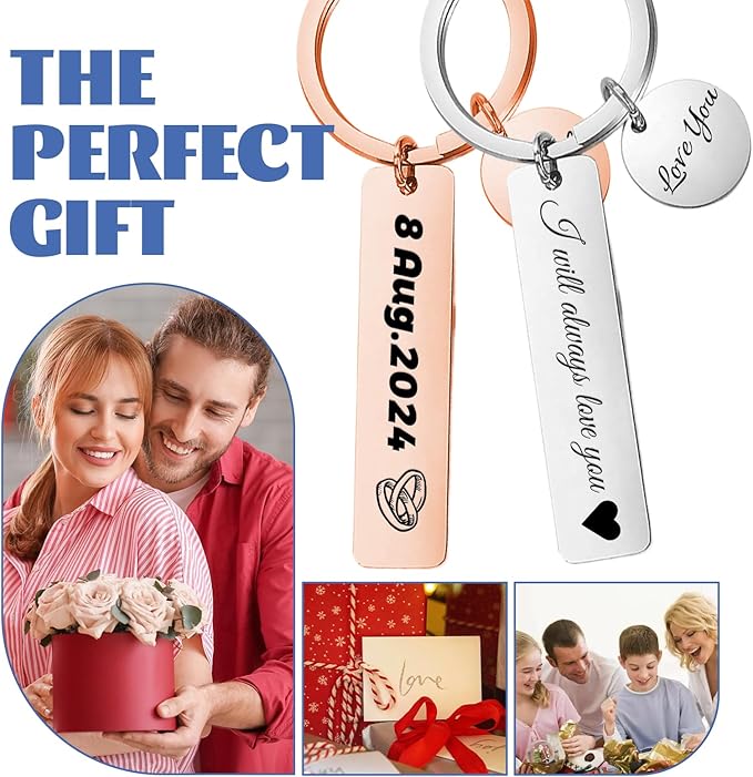 Customized Double Sided Keychain - Personalized Engraved Text/Number/Name Keychain, Custom Key chain Gift for Boyfriend