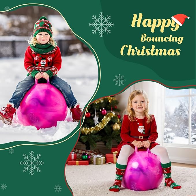 EVERICH TOY Hopper Ball for Kids, 18In Ride On Bouncy Ball with Handle, Purple Pink Clouds Girls Toys for Indoor Outdoor Active Play Toys, Best Christmas Girls Boys Gifts for 4 5 6 7 8 Yr Old