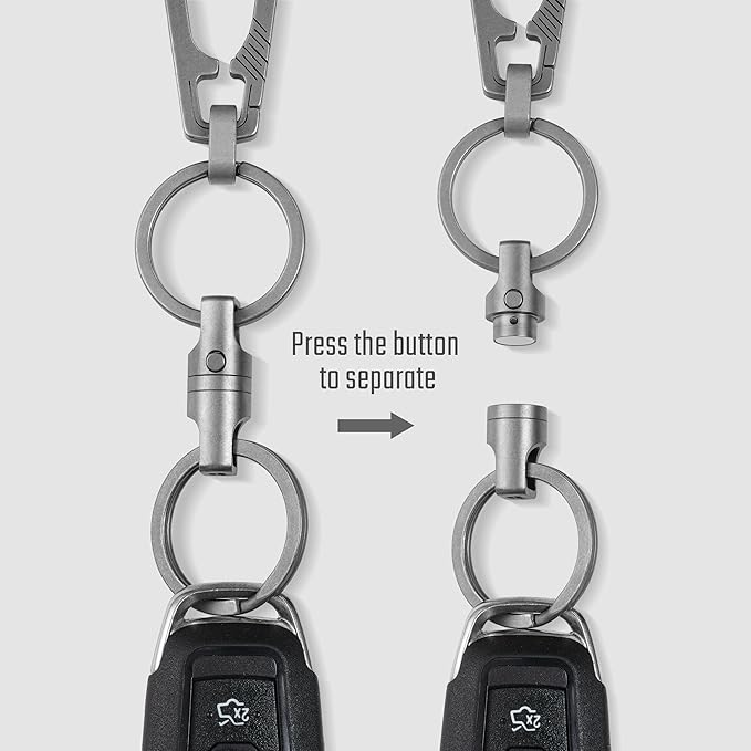 KeyUnity KA45 Titanium Quick Release Keychain, Magnetic Keychain For Car Keys-360 ° Rotatable