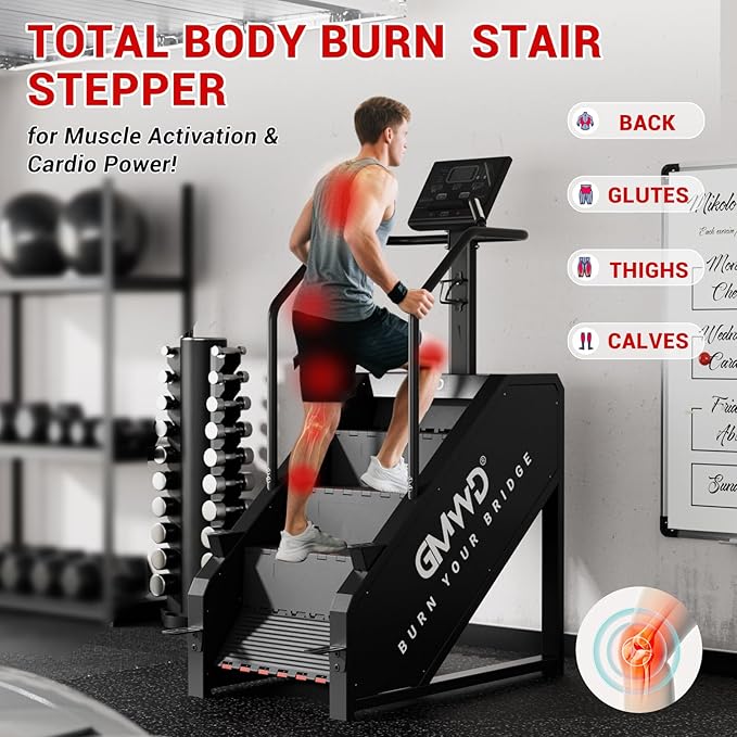 GMWD Stair Stepper Machine, Commercial Grade Stair Climber with LED Display, Stair Machine for Cardio, 15 Resistance Levels, 24-164 Steps/Min, Exercise Machine for Home