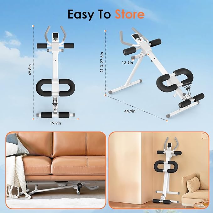 Adjustable Ab Trainer Machine for Home Gym Workout Equipment,5-in-1 Exercise Equipment: Rowing Machine, Leg Press Machine,Ab Glider Machine,Roman Chair,Resistance Band with Handles