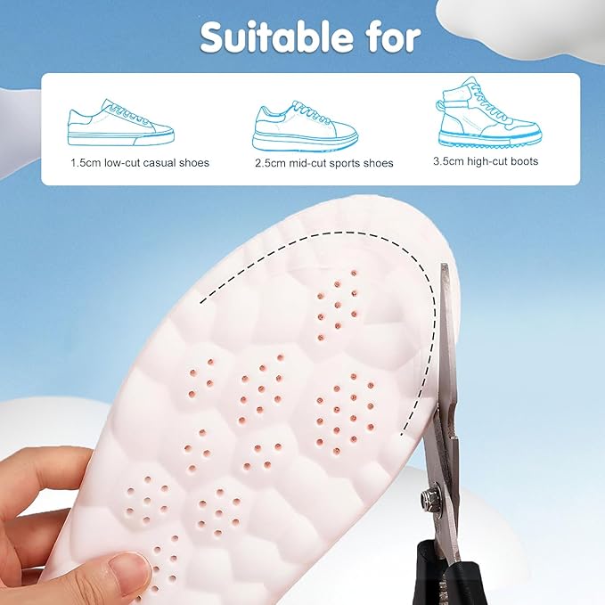4D Cloud Insoles for Men Women, Cloud Soles Memory Foam Insoles, Massage Cushion Insoles for Foot & Joint Support, Comfort Breathable - 2 Pairs (Green, Men 10-11/ Women 12-13)
