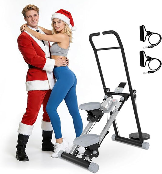OVER SELF Stair Stepper with Handlebar for Full-Body Workout, Vertical Compact Cardio Climber Exercise Machine for Home Gym, Steppers for Exercise at Home, 350lbs Weight Capacity (Upgraded Black)