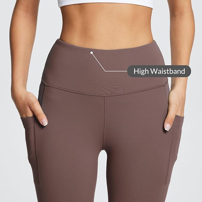 BALEAF Women's Leggings with Pockets Black Tummy Control Workout High Waisted Athletic 7/8 Ultra Soft Gym Yoga Ankle Pants