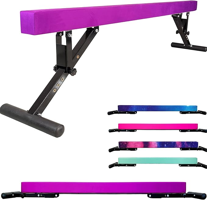 PreGymnastic 8FT Balance Beam, Raised Gymnastics Beam for Kids Ages 3-12, Home Gym Equipment for Training, Adjustable Balancing Beam Indoor, Off-Ground Competition Style