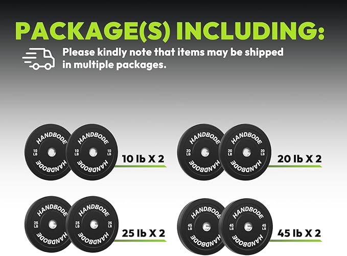 2-Inch Weight Plates High Bounce, Olympic Bumper Plate Set 45/100/160/190/260/300lb, Colored Weight Plates Set for Home Gym, Barbell Weights Rubber Strength Training Plate for Weight Lifting