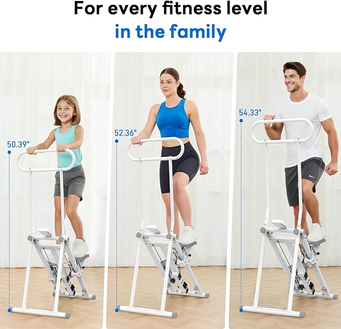 ERGOLIFE Stair Stepper with 6-Level Adjustable Resistance, 350lbs Upgrade Foldable Stairmaster Machine for Home Gym Workout, Cardio Stair Climber with Low Noise (White)