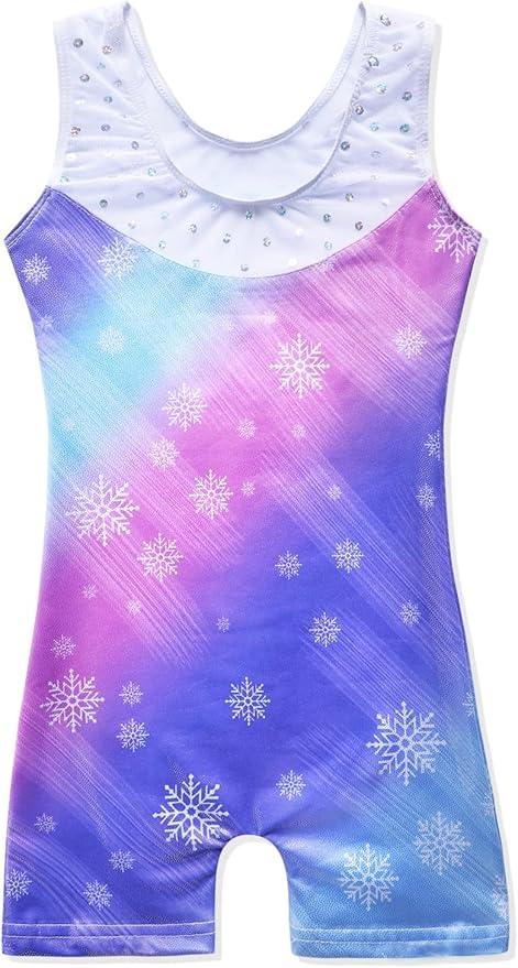Leotards for Girls Gymnastics Toddler Dance Biketards Mermaid Unicorn Athletic Dance Wear Shiny Rainbow Blue Hotpink