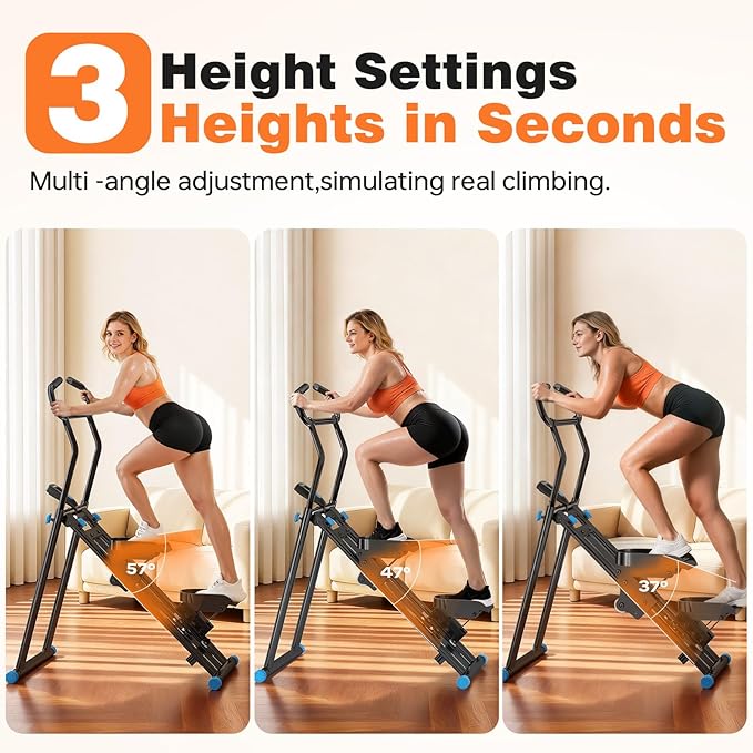 Stair Stepper for Home Gym, 350 lbs Capacity Cardio Machine with Adjustable Height, Non-Slip Pedals, LCD Display, Foldable Design for Full Body Workout for Women Men