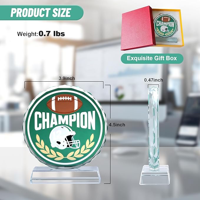 Crystal Trophy Award for Kids & Adult, Champion Football Baseball Soccer Basketball Sports Winner Trophies, Award Trophy for Sports Championships Tournaments Award Competitions Rewards Prizes