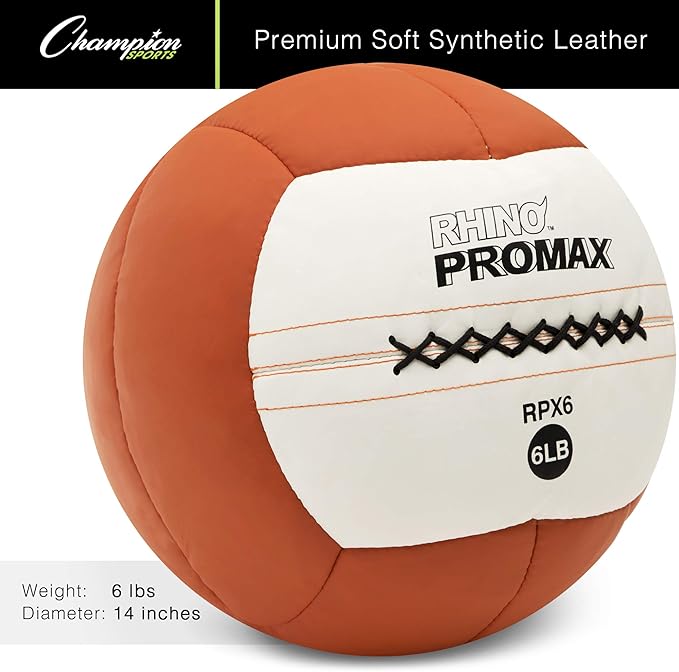 Champion Sports Rhino Slam Ball, 4-30 lb. Non-Slip Grip, Weightlifting, Crossfit, Home Gym, Fitness, 14" Diameter Balls, Optional Storage Rack/Tree Sold Separately