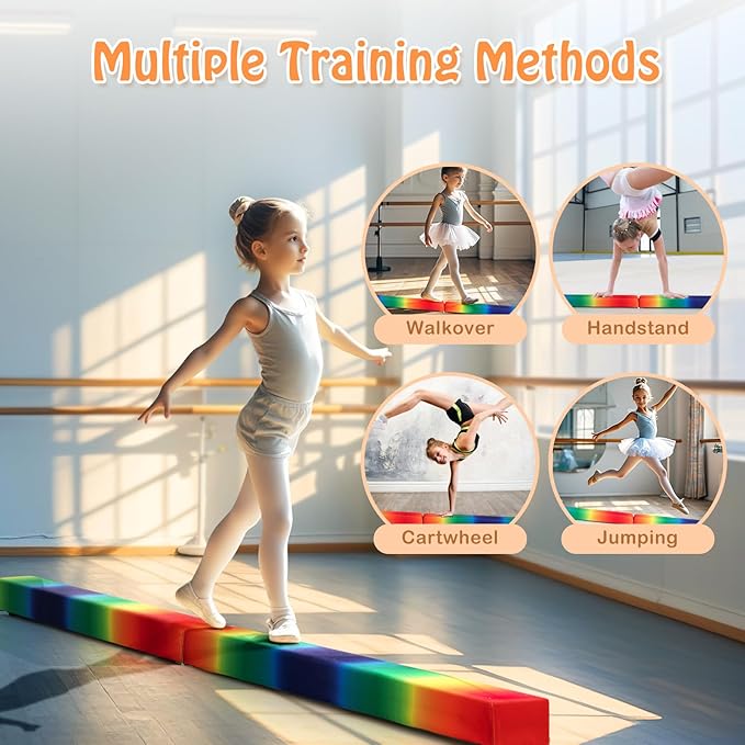 Giantex 7FT/8FT/9FT Balance Beam, Folding Gymnastics Beam w/Carry Handles, Floor Foam Gymnastics Equipment for Kids, Non Slip Rubber Base for Exercise, Practice & Professional Home Training