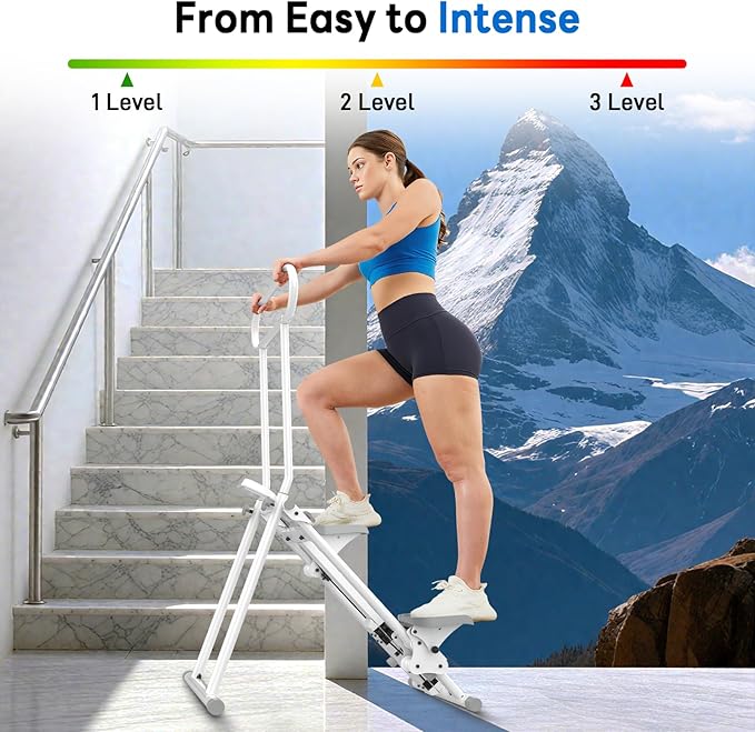 ERGOLIFE Stair Stepper with 6-Level Adjustable Resistance, 350lbs Upgrade Foldable Stairmaster Machine for Home Gym Workout, Cardio Stair Climber with Low Noise (White)