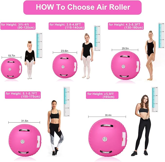 AWSUM Air Roller Gymnastics Barrel Inflatable Tumbling Mat Back Handspring Trainer for Octagon Mat Gym Home Gymnastics Equipment 1PCS，No Electric Pump