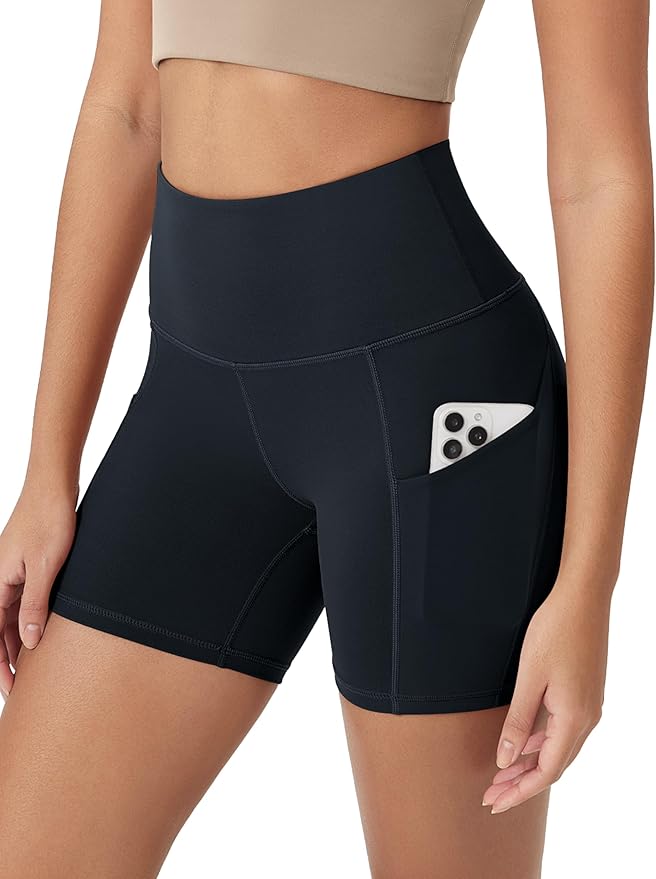 ODODOS Women's Tummy Control Biker Shorts 2.0 with Pockets High Waist Athletic Workout Yoga Shorts-3.5''/ 5"/ 8" / 10" Inseam