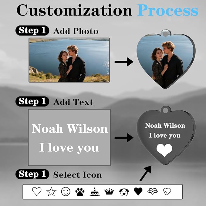Hiyong Personalized Keychain Custom Photo Keyring Customized Gifts for Men Custom Keychain with Your Photo Logo or Text