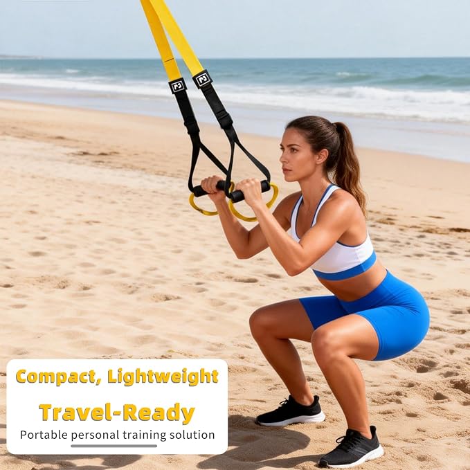 Home Suspension Straps Training Kit, Gym Bodyweight fitness All in One Workout for Full Body, with Safety Sign, Big Poster&Mess Bag